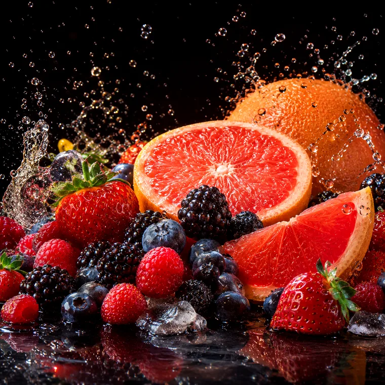Vizuální ztvárnění příchutě Bearnade: Limonáda z lesního ovoce