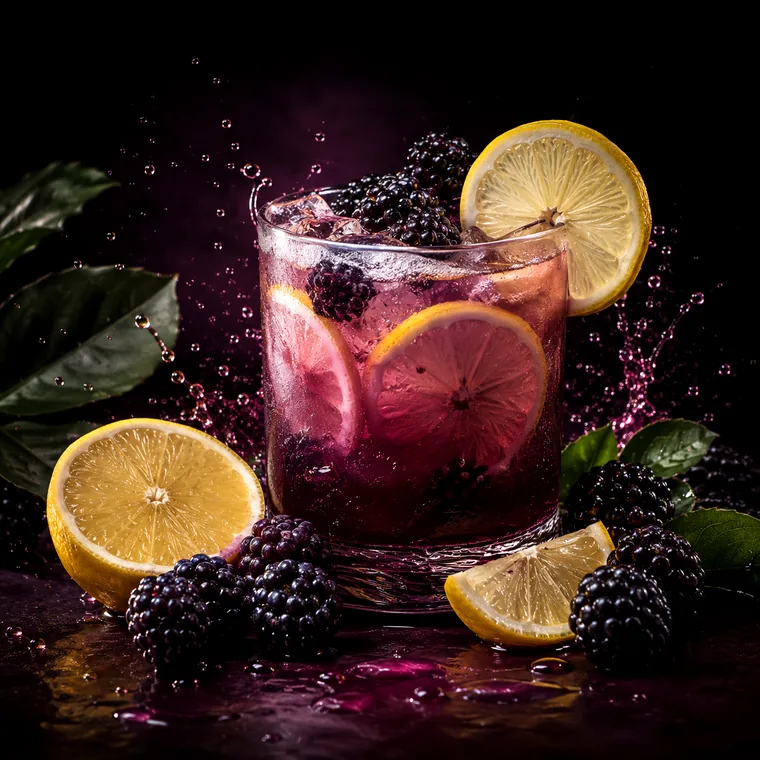 Vizuální ztvárnění příchutě Blackbearnade: Ostružinová limonáda