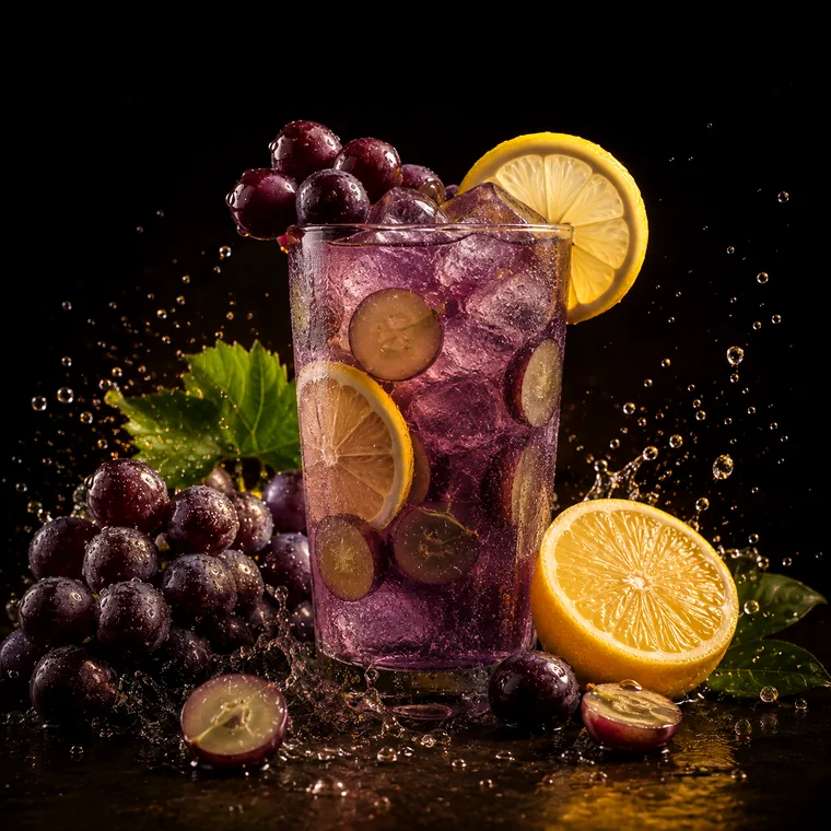Vizuální ztvárnění příchutě Chupy Grupy: Hroznová limonáda