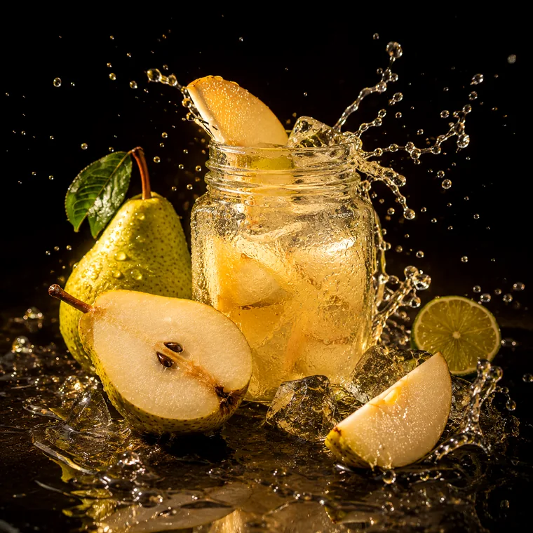 Vizuální ztvárnění příchutě Piernade: Hrušková limonáda