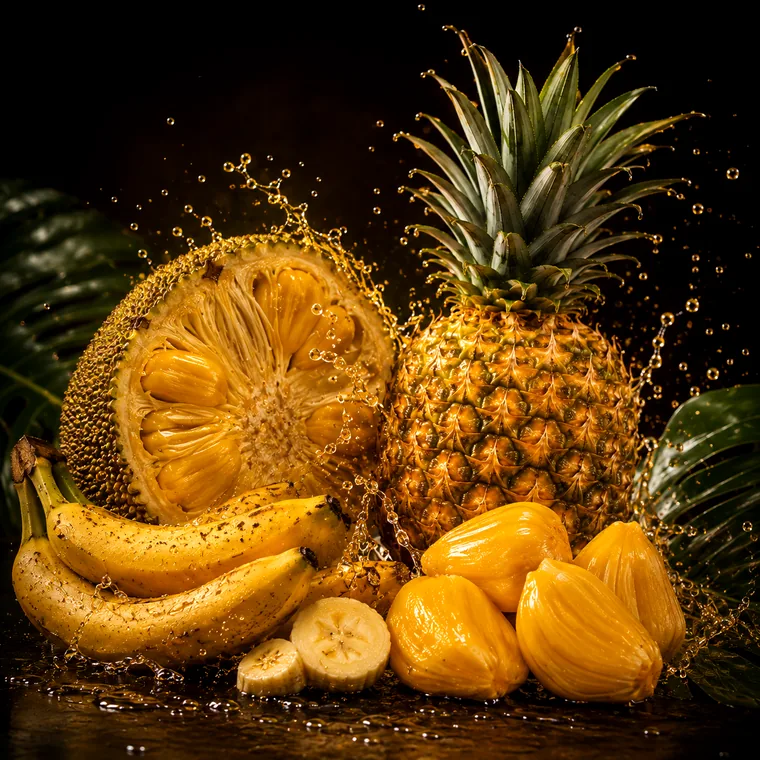 Vizuální ztvárnění příchutě Tropic Jack: Jackfruit, ananas a banán