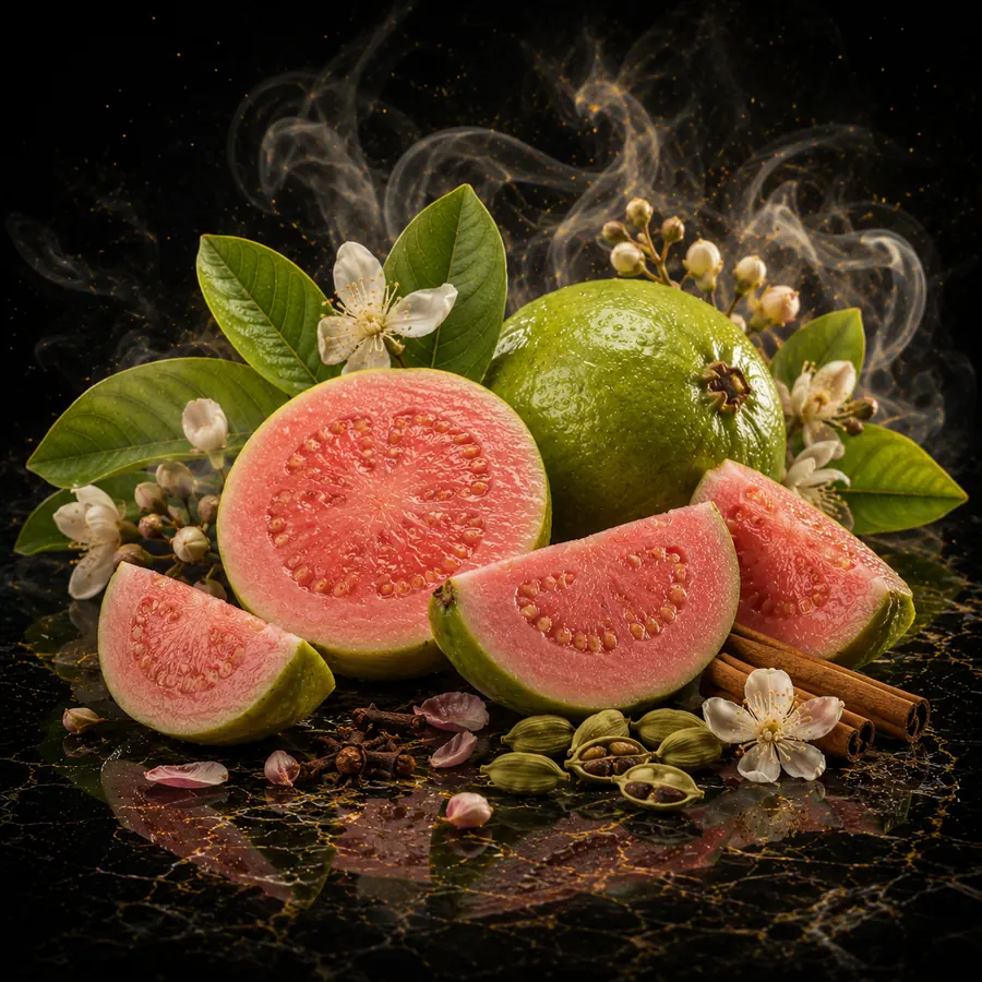 Stylizované ztvárnění příchutě Kash Gavura: Guava a Kashmir
