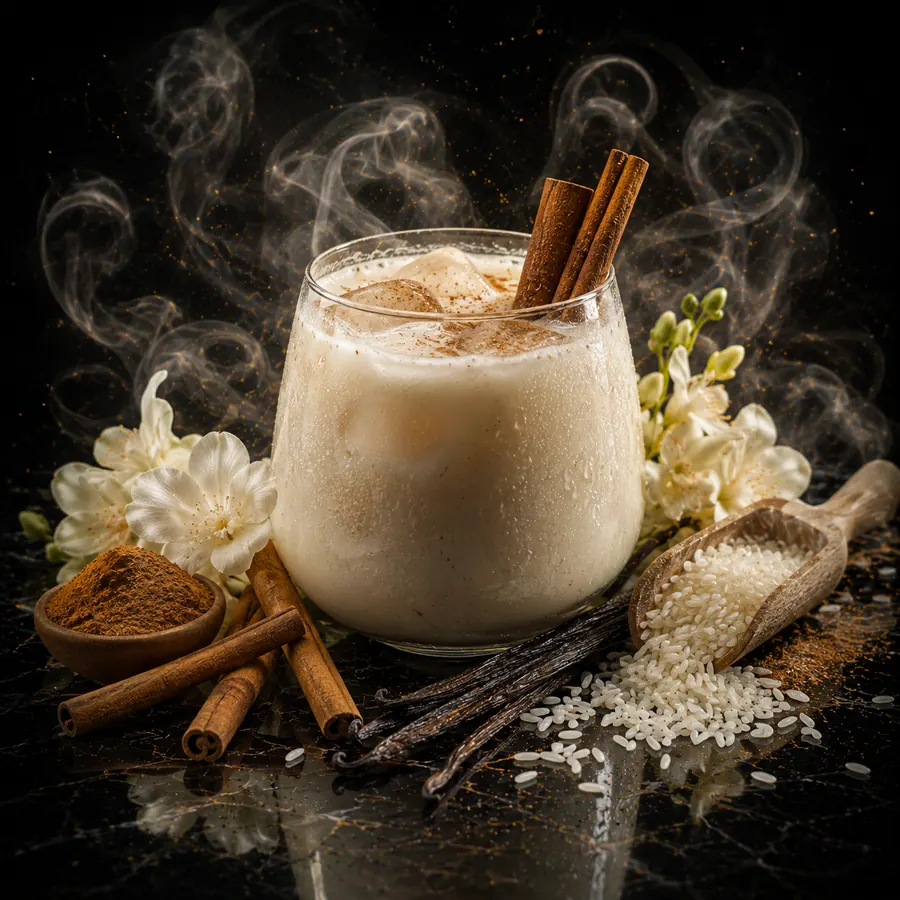 Stylizované ztvárnění příchutě L'orcha: Horchata, skořice a vanilka
